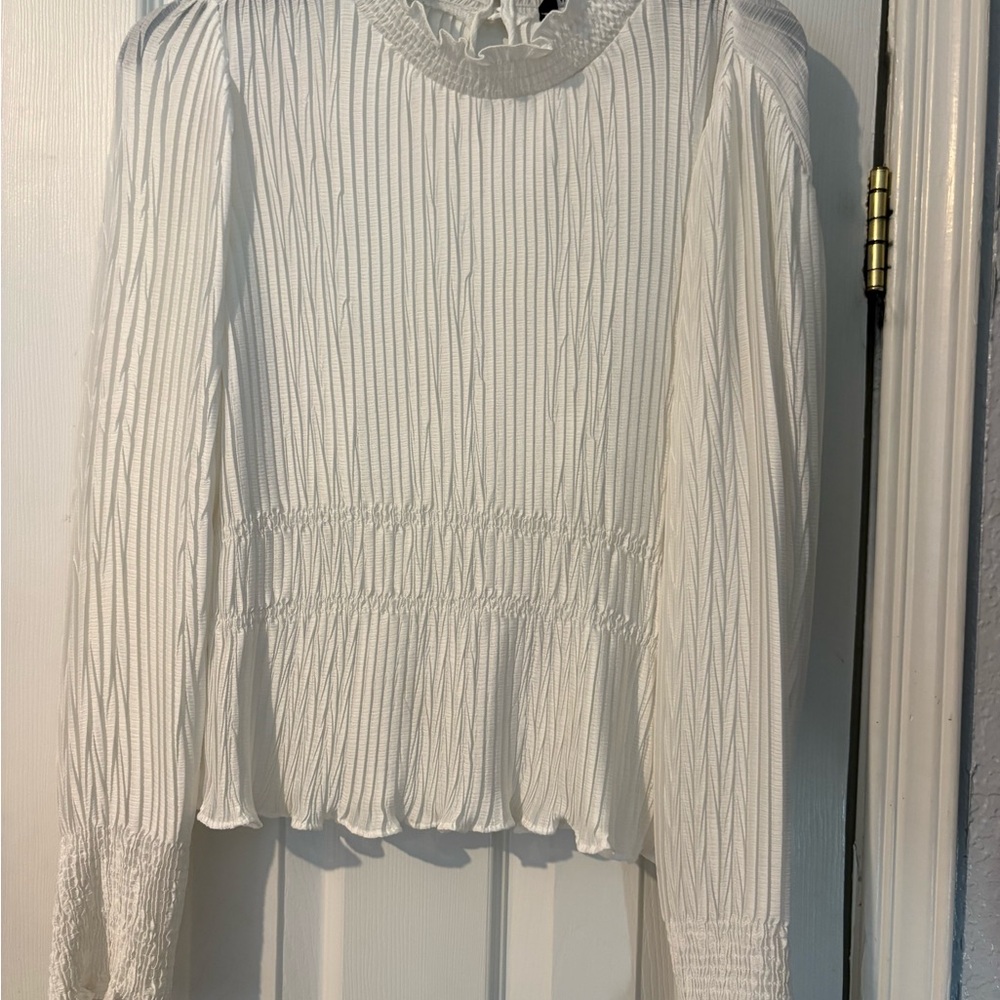 Zara White Textured Blouse